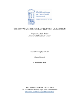 The Tikvah Center for Law & Jewish Civilization