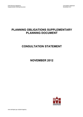 Consultation Statement Supplementary Planning Document November 2012