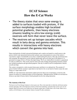 ECAT Science How the E-Cat Works