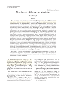 New Aspects of Cutaneous Mosaicism