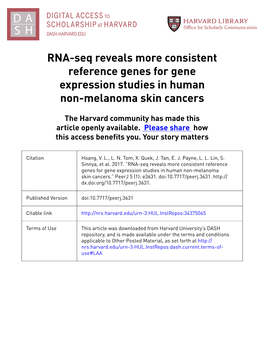 RNA-Seq Reveals More Consistent Reference Genes for Gene Expression Studies in Human Non-Melanoma Skin Cancers