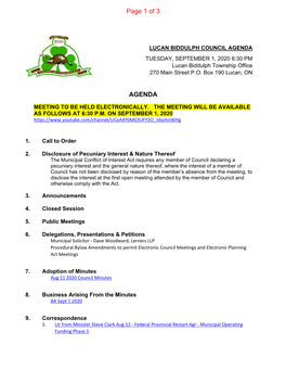 AGENDA Page 1 of 3