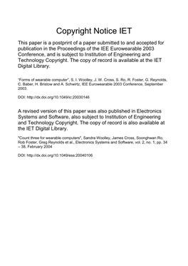 Forms of Wearable Computer”, S