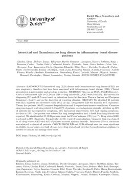 Title: Interstitial and Granulomatous Lung Disease in Inflammatory Bowel Disease Patients