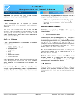 GENESIS64 Using Antivirus and Firewall Software