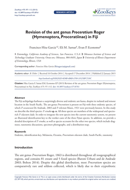 ﻿Revision of the Ant Genus Proceratium Roger