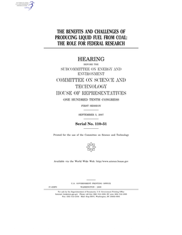 The Benefits and Challenges of Producing Liquid Fuel from Coal: the Role for Federal Research