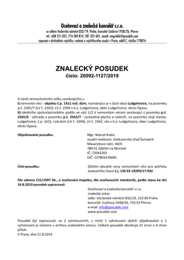 ZNALECKÝ POSUDEK Číslo: 20092-1127/2019