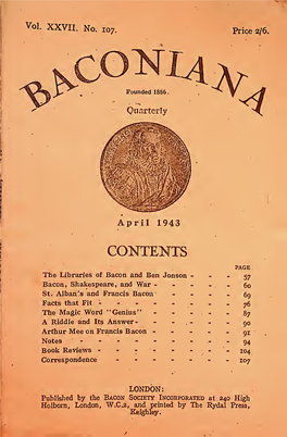 1943 Baconiana No. 107 Images