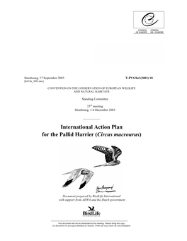 International Action Plan for the Pallid Harrier (Circus Macrourus)