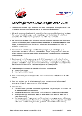 Speelreglement Bene League 2017-2018