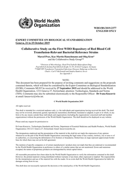Collaborative Study on the First WHO Repository of Red Blood Cell
