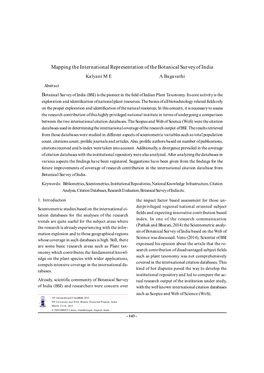 Mapping the International Representation of the Botanical Survey of India Kalyani M E a Bagavathi