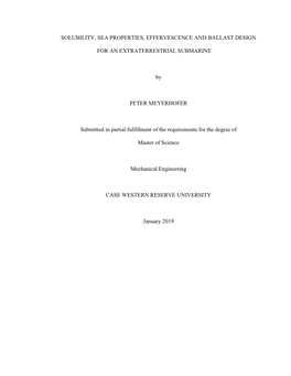 Solubility, Sea Properties, Effervescence and Ballast Design