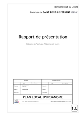 Rapport De Présentation