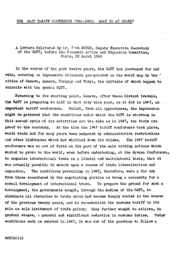 The Gatt Tariff Conference 1960-1961: What Is at Stake?