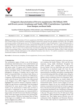 And Devario Yuensis (Arunkumar and Tombi, 1998) (Cypriniformes: Cyprinidae) from Manipur, Northeast India