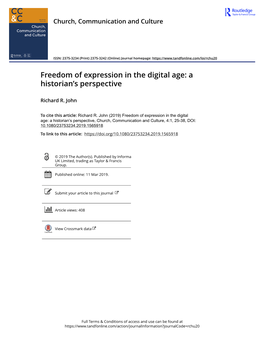 Freedom of Expression in the Digital Age: a Historian’S Perspective