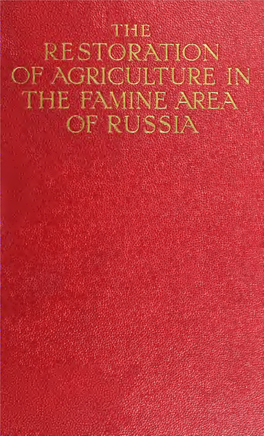The Restoration of Agriculture in the Famine Area of Russia