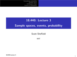 Probability and Random Variables, Lecture 3