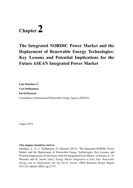 Chapter 2. the Integrated Nordic Power Market and the Deployment