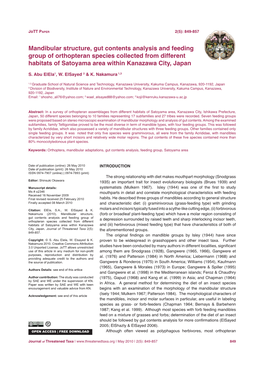 Mandibular Structure, Gut Contents Analysis and Feeding Group of Orthopteran Species Collected from Different Habitats of Satoyama Area Within Kanazawa City, Japan