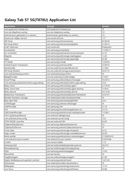 Galaxy Tab S7 5G(T878U) Application List