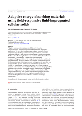 Adaptive Energy-Absorbing Materials Using Field-Responsive Fluid