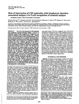 Role of Interaction of CD2 Molecules with Lymphocyte Function