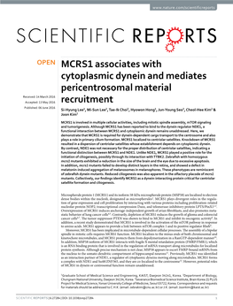 MCRS1 Associates with Cytoplasmic Dynein and Mediates