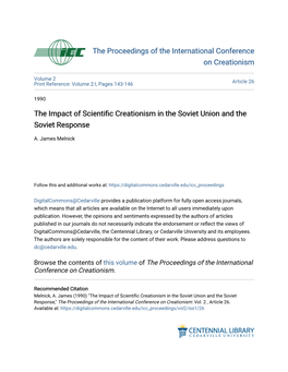 The Impact of Scientific Creationism in the Soviet Union and the Soviet Response