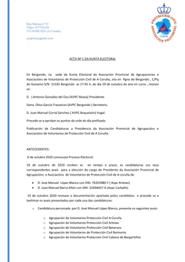 Acta Nº 1 Da Xunta Electoral