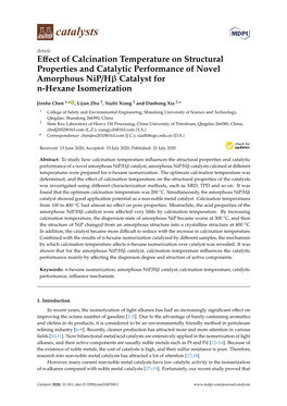 Effect of Calcination Temperature on Structural Properties and Catalytic