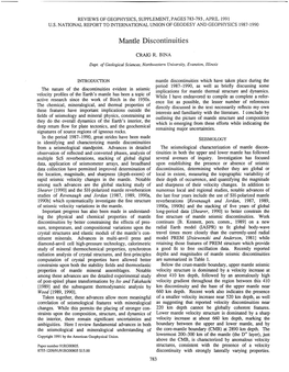 Mantle Discontinuities