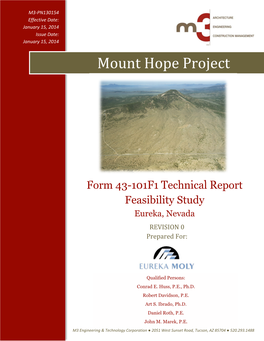 Mount Hope 43-101 Feasibility Study 2013