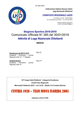 Cynthia 1920 – Team Nuova Florida 2005