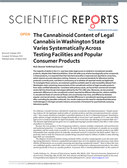 The Cannabinoid Content of Legal Cannabis in Washington State Varies Systematically Across Testing Facilities and Popular Consum