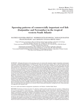 Spawning Patterns of Commercially Important Reef Fish (Lutjanidae and Serranidae) in the Tropical Western South Atlantic