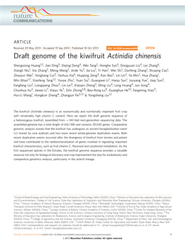 Draft Genome of the Kiwifruit Actinidia Chinensis