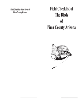 Field Checklist of the Birds of Pima County Arizona
