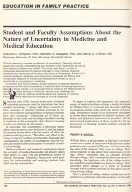 Student and Faculty Assumptions About the Nature of Uncertainty in Medicine and Medical Education