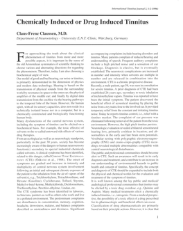 Chemically Induced Or Drug Induced Tinnitus