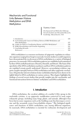 Mechanistic and Functional Links Between Histone Methylation and DNA Methylation Taiping Chen