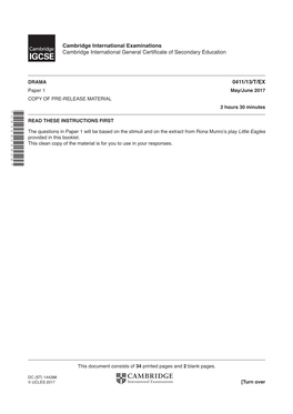 Cambridge International Examinations Cambridge International General Certificate of Secondary Education 0411/13/T/EX