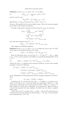 247A Notes on Lorentz Spaces Definition 1. for 1 ≤ P &lt; ∞ and F : R D → C We Define (1) Weak(Rd) := Sup Λ∣∣{X