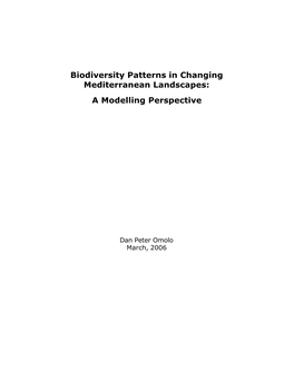 Biodiversity Patterns in Changing Mediterranean Landscapes: a Modelling Perspective