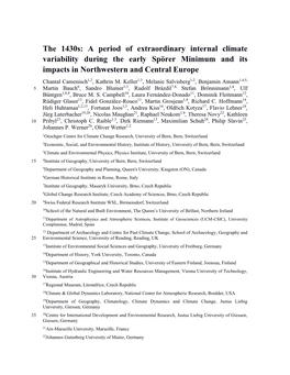 The 1430S: a Period of Extraordinary Internal Climate Variability During the Early Spörer Minimum and Its Impacts in Northweste