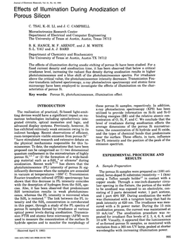 Effects of Illumination During Anodization of Porous Silicon