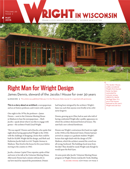 2015 FRANK LLOYD WRIGHT WISCONSIN MEMBER NEWSLETTER © Mark Hertzberg © Mark