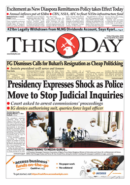 Presidency Expresses Shock As Police Move to Stop Judicial Inquiries